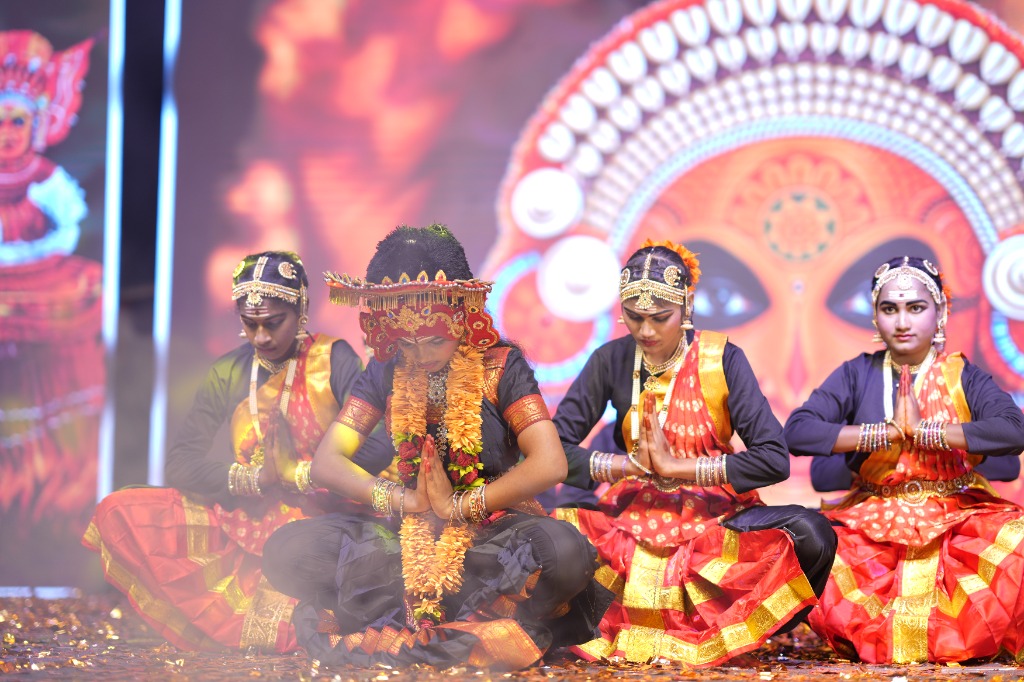 Students performing classical dance