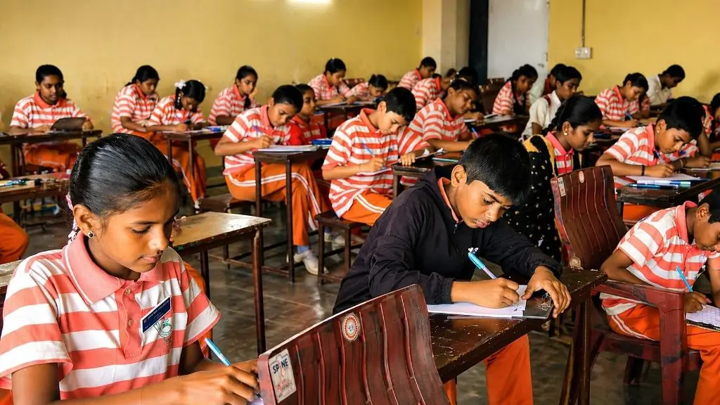 Students writing their exams diligently