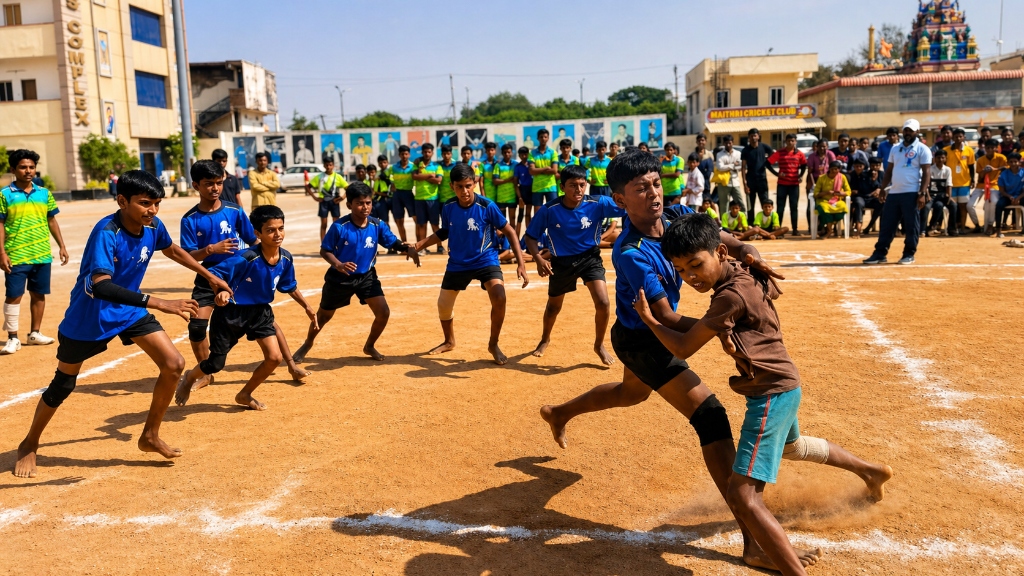 Boys playing Kabaddi